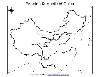 China Map (Basic Unlabeled) Maps Worksheet