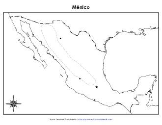 Mexico Map (Blank; Spanish) Maps Worksheet