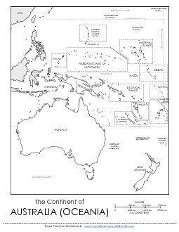 Australia / Oceania Map Maps Worksheet