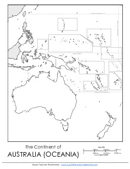 Australia / Oceania - Blank Map Maps Worksheet