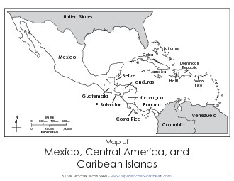 Mexico & Central America Map Maps Worksheet