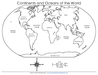 Continents & Oceans Free Maps Worksheet