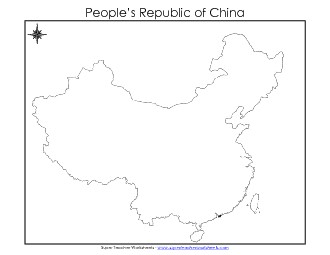 China Map (Blank #1) Maps Worksheet