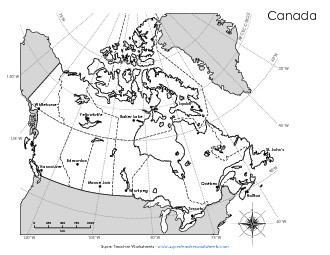 Canada - Latitude and Longitude w/ Questions Worksheet