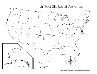 USA Blank Map Free Maps Worksheet