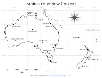 Australia - Latitude & Longitude 1 Worksheet