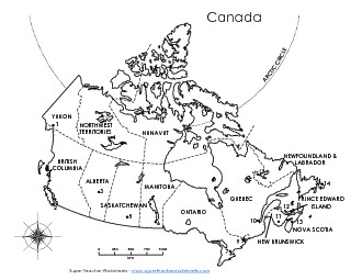 Canada - Capitals Numbered Worksheet