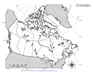 Canada - Latitude and Longitude Blank Worksheet