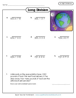 4-Digit Dividends - B Division Worksheet