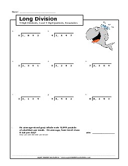 4-Digit Dividends - A Division Worksheet