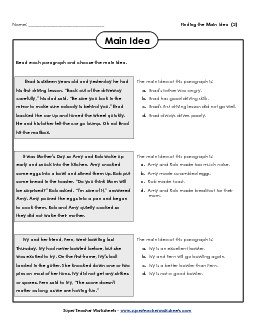 Main Idea: Comprehension 2 Reading Worksheet