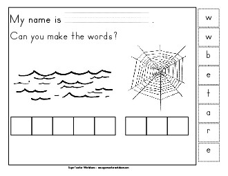 Build-a-Word: Web and Water Phonics Beginningsounds Worksheet