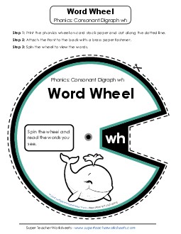 WH -  Word Wheel Free Phonics Digraphs Worksheet