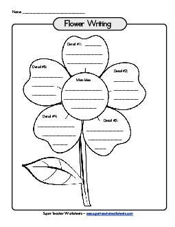 Flower Organizer (With Lines) Graphic Organizers Worksheet