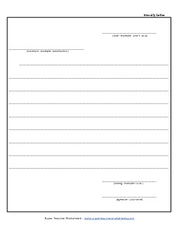 Friendly Letter Template #2 (Prompts with Examples) Writing Worksheet