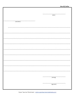 Friendly Letter Template #1 (Includes Prompts) Writing Worksheet