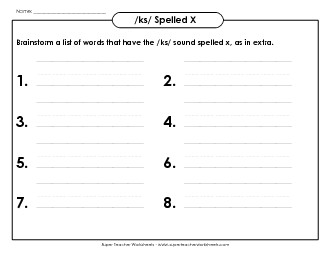 Brainstorm /ks/ Sound Words Phonics Words With Worksheet