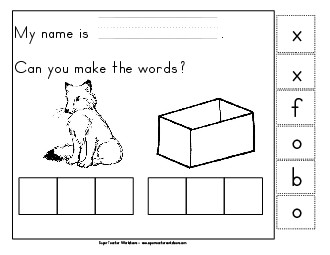 Build-a-Word: Fox and Box Phonics Beginningsounds Worksheet