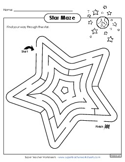 Super Star Maze Brainteasers Worksheet