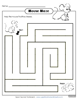 Mouse and Cheese Maze Brainteasers Worksheet