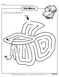 Fish Maze Brainteasers Worksheet