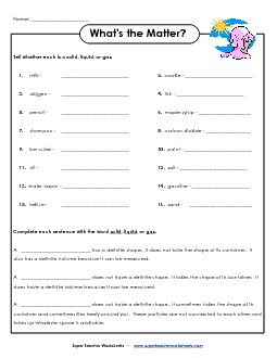 What\'s the Matter? Free Worksheet