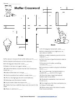 Matter Crossword Worksheet