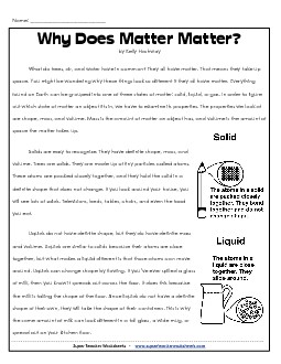 Matter Article Free Worksheet