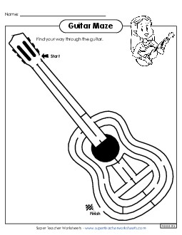 Guitar Maze Brainteasers Worksheet