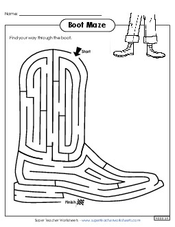 Boot Maze Brainteasers Worksheet