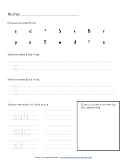 Letter S s - Practice Sheet Alphabet Worksheet