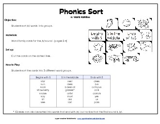 Word Sort - /s/ Phonics Words With Worksheet