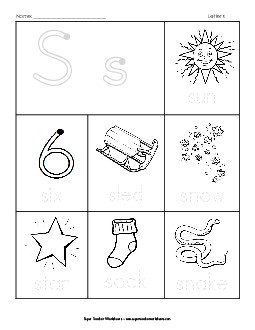 Trace-and-Say: Starts with S s Phonics Beginningsounds Worksheet