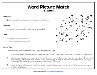 Word-Picture Match - /s/ Words Phonics Beginningsounds Worksheet