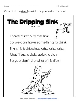 Phonics Poem: Dripping Sink Worksheet