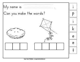 Build-a-Word: Pie & Kite Phonics Vowels Worksheet