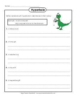 Writing Hyperbole Sentences Free Worksheet