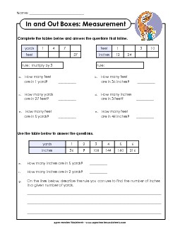 In-Out: Measurement (Intermediate) In Out Worksheet