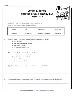 Questions for Chapters 7-10 Books Worksheet