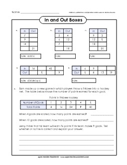 In & Out Boxes #2  (Intermediate) In Out Worksheet