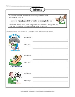 Defining Idioms Free Worksheet