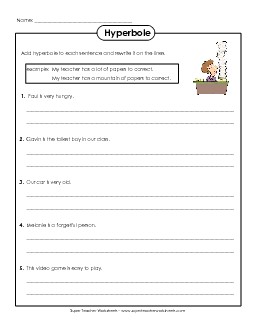 Writing Hyperbole Worksheet