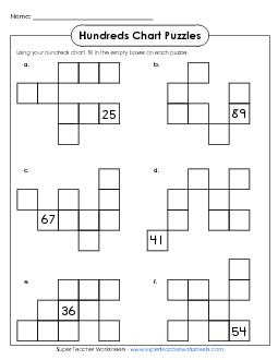 Hundreds Chart Puzzle 2 Worksheet