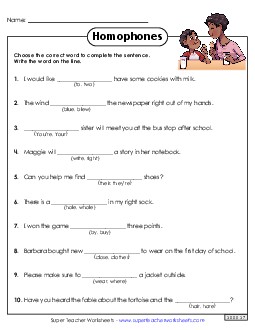 Homophones 2 Worksheet