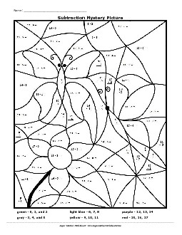 Subtraction: Butterfly Worksheet