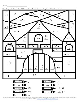 Multiplication: Castle (7s Only) Worksheet