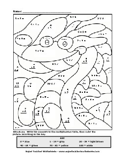 Multiplication: Sea Monster (0-9) Worksheet