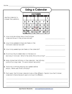 Monthly Calendar (Intermediate) Free Calendars Worksheet