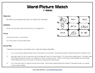 Word-Picture Match - /l/ Words Phonics Beginningsounds Worksheet