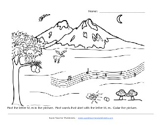 Alphabet Coloring Page - Letter M Worksheet